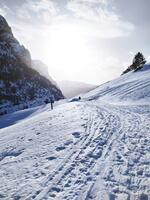 Raquettes sur la large piste des Fonts - © FGuffroy