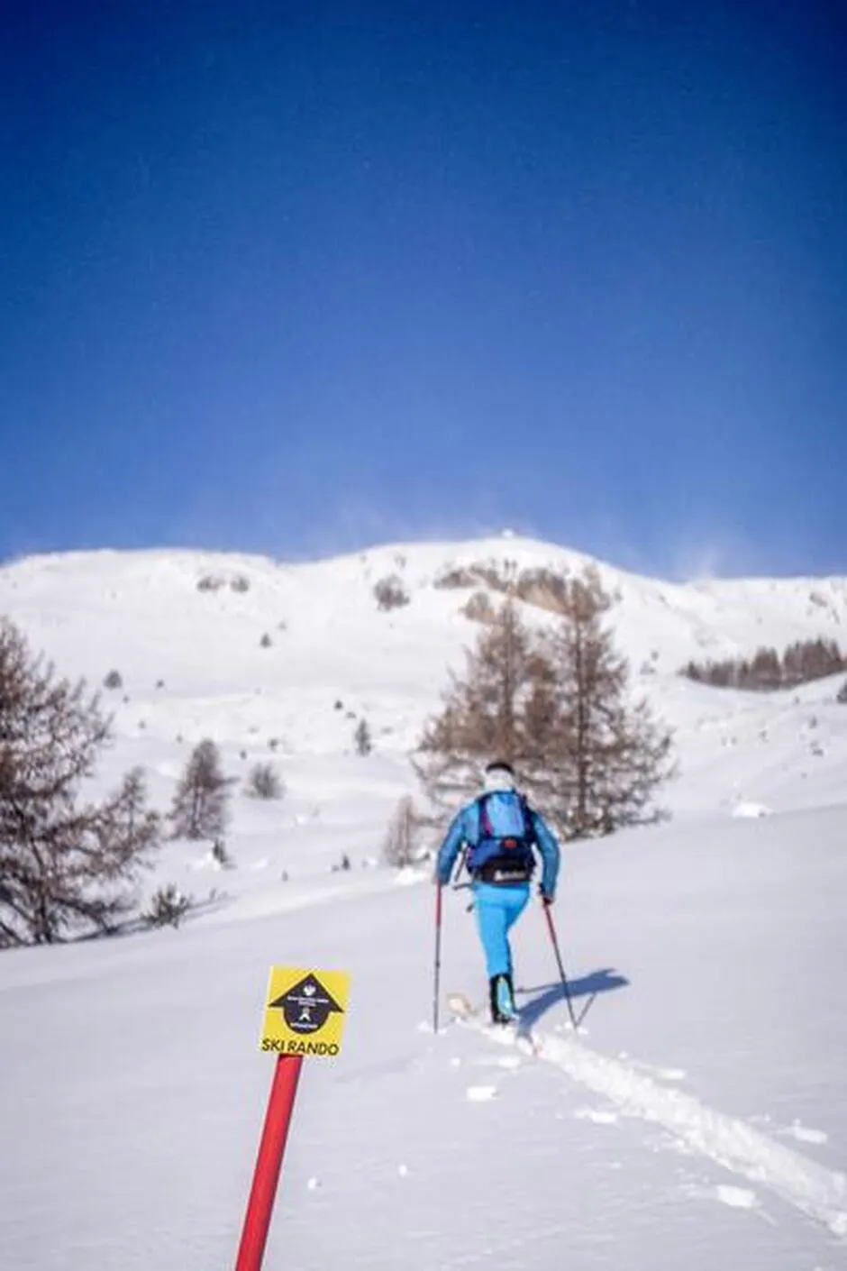 Skier on the ascent towards the ridges with the markup - © OT Serre Chevalier Briançon