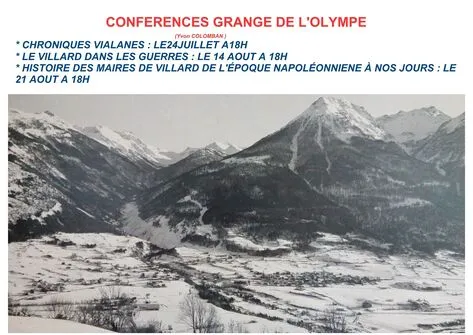 Conférences à la grange de l'Olympe