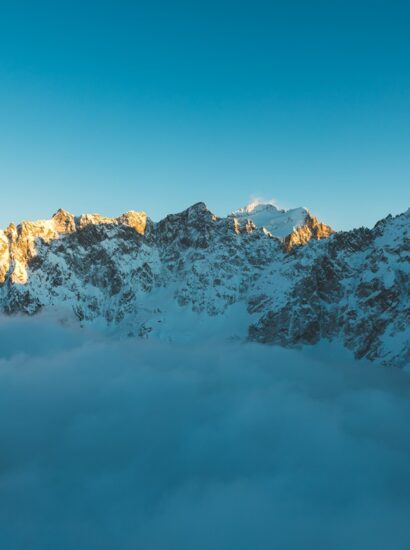 Paysages depuis Adèle Planchard, mer de nuage, la Barre des Écrins coucher de soleil, hiver ©Arthur Delicque - collection FFCAM (3)